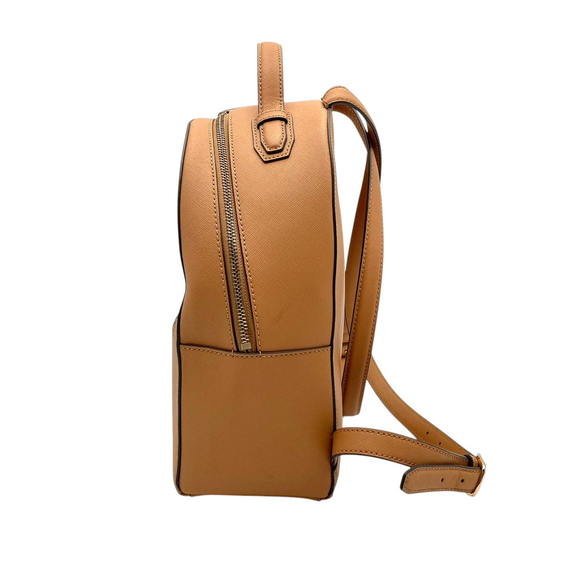 TORY BURCH トリーバーチ Emerson エマーソン バックパック リュック デイパック キャメル レザー サフィアーノ調 ダブルT ロゴ ゴールド金具 フロントポケット ファスナー 無地 レディース 通勤 通学 カジュアル デイリー S95