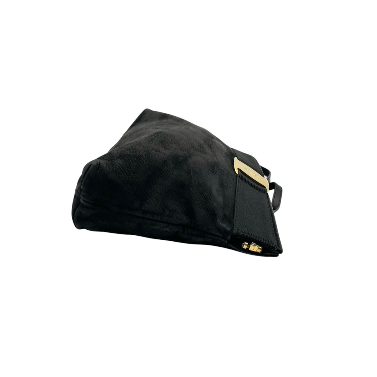 良品 Salvatore Ferragamo フェラガモ D210588 ヴァラ リボン ショルダーバッグ ブラック 黒 レザー ゴールド金具 肩掛け クラッチバッグ バネ口金 ロゴ レディース フォーマル 冠婚葬祭 パーティー S95