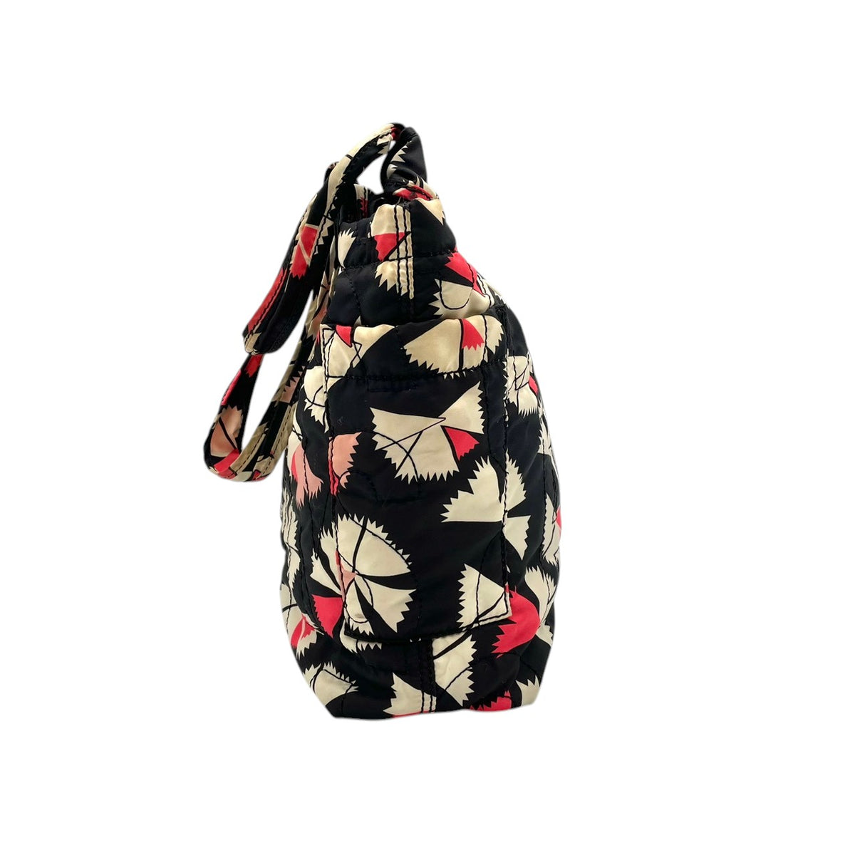 良品 MARC BY MARC JACOBS マークバイマークジェイコブス STANDARD SUPPLY WORKWEAR トートバッグ 黒 ナイロン キルティング リボン柄 総柄 ロゴプレート 肩掛け ハンドバッグ レディース ブラック ピンク S95