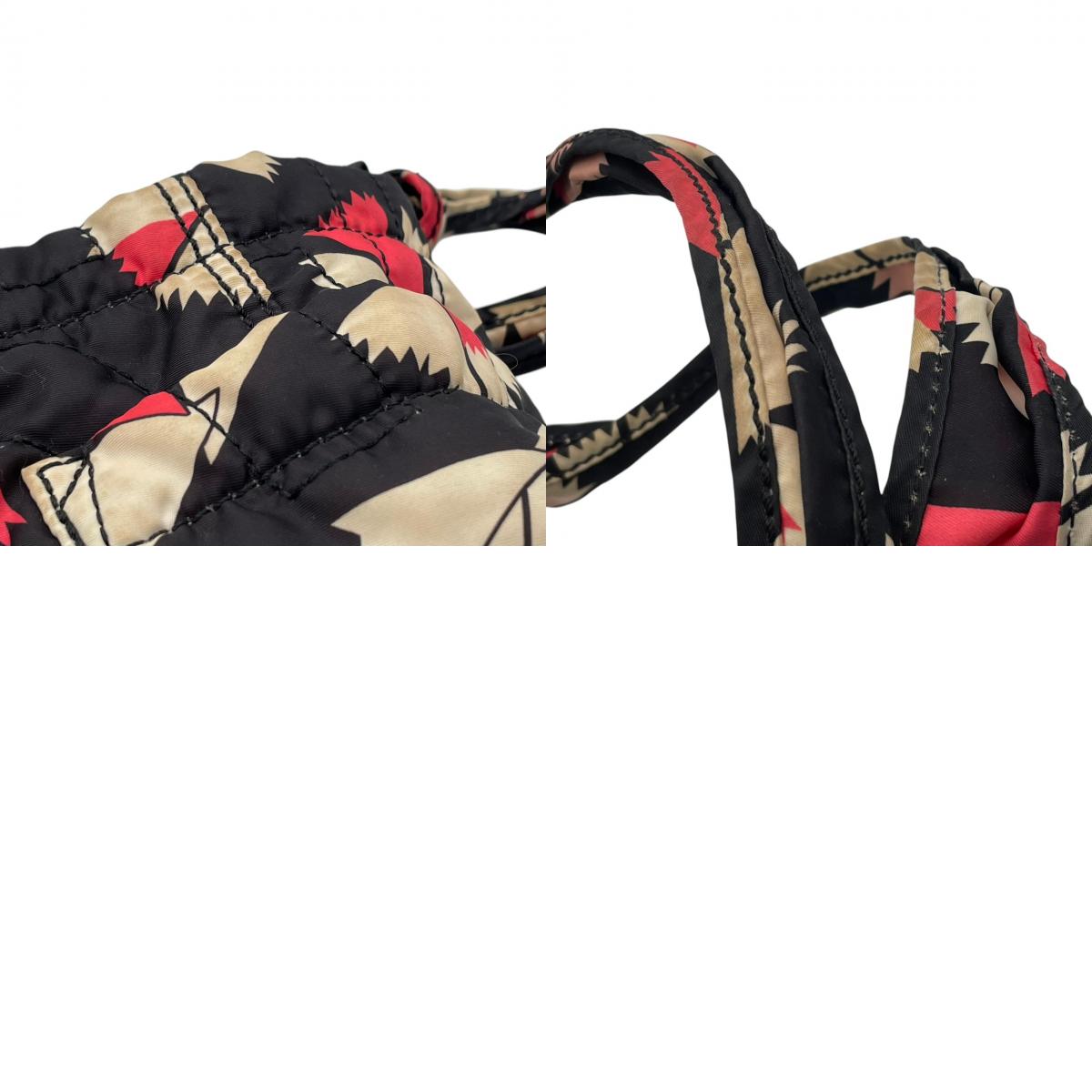良品 MARC BY MARC JACOBS マークバイマークジェイコブス STANDARD SUPPLY WORKWEAR トートバッグ 黒 ナイロン キルティング リボン柄 総柄 ロゴプレート 肩掛け ハンドバッグ レディース ブラック ピンク S95
