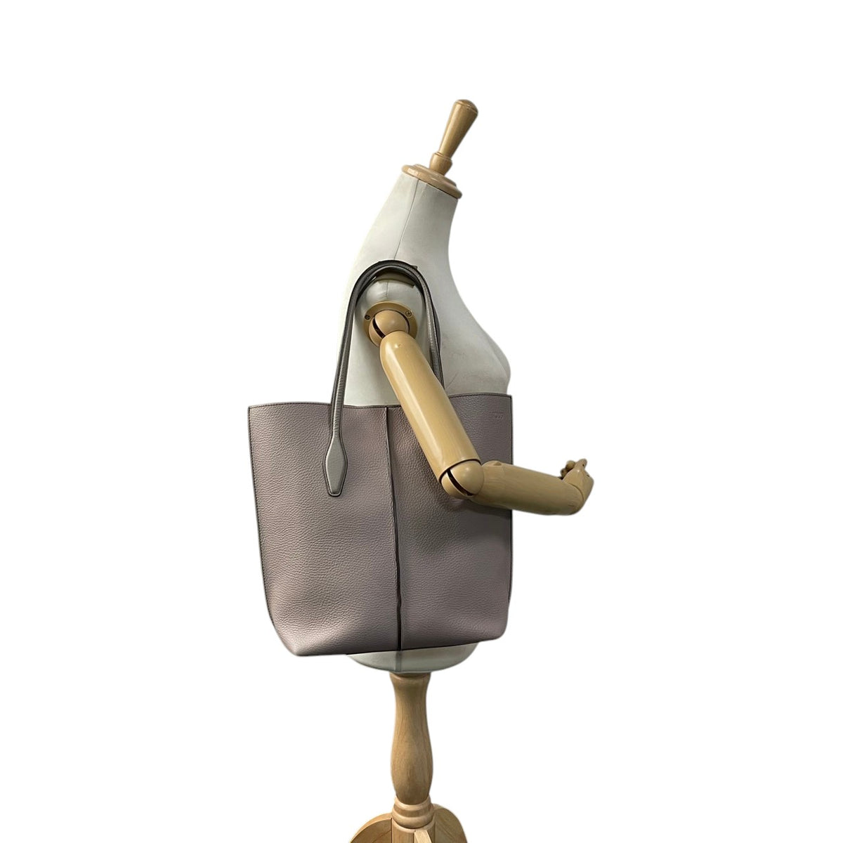 良品 TOD'S トッズ JOY ジョイ トートバッグ ピンクグレー レザー シボ革 ロゴ 型押し 肩掛け ハンドバッグ レディース 大容量 A4収納 通勤 ビジネス ショッピングバッグ シンプル 上品 デイリー S22