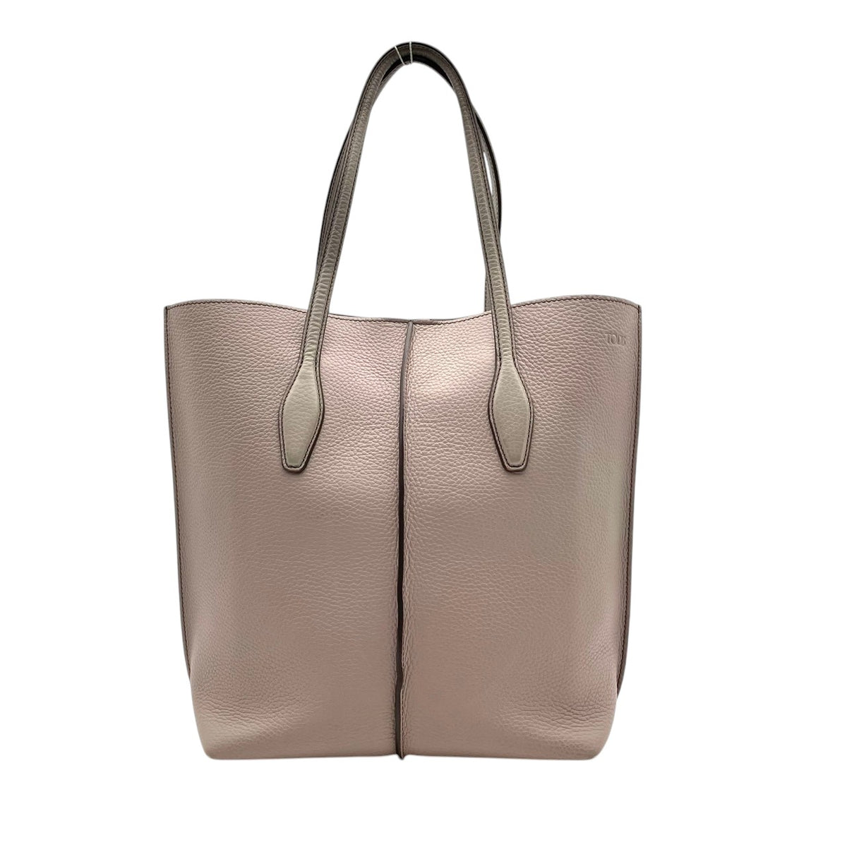 良品 TOD'S トッズ JOY ジョイ トートバッグ ピンクグレー レザー シボ革 ロゴ 型押し 肩掛け ハンドバッグ レディース 大容量 A4収納 通勤 ビジネス ショッピングバッグ シンプル 上品 デイリー S22