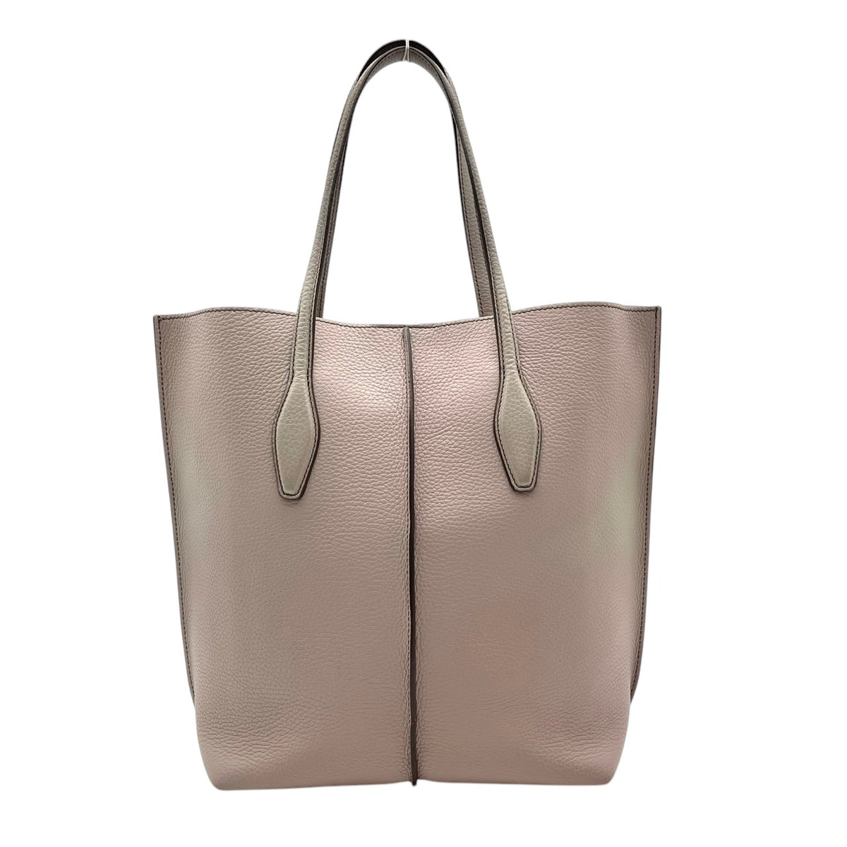 良品 TOD'S トッズ JOY ジョイ トートバッグ ピンクグレー レザー シボ革 ロゴ 型押し 肩掛け ハンドバッグ レディース 大容量 A4収納 通勤 ビジネス ショッピングバッグ シンプル 上品 デイリー S22