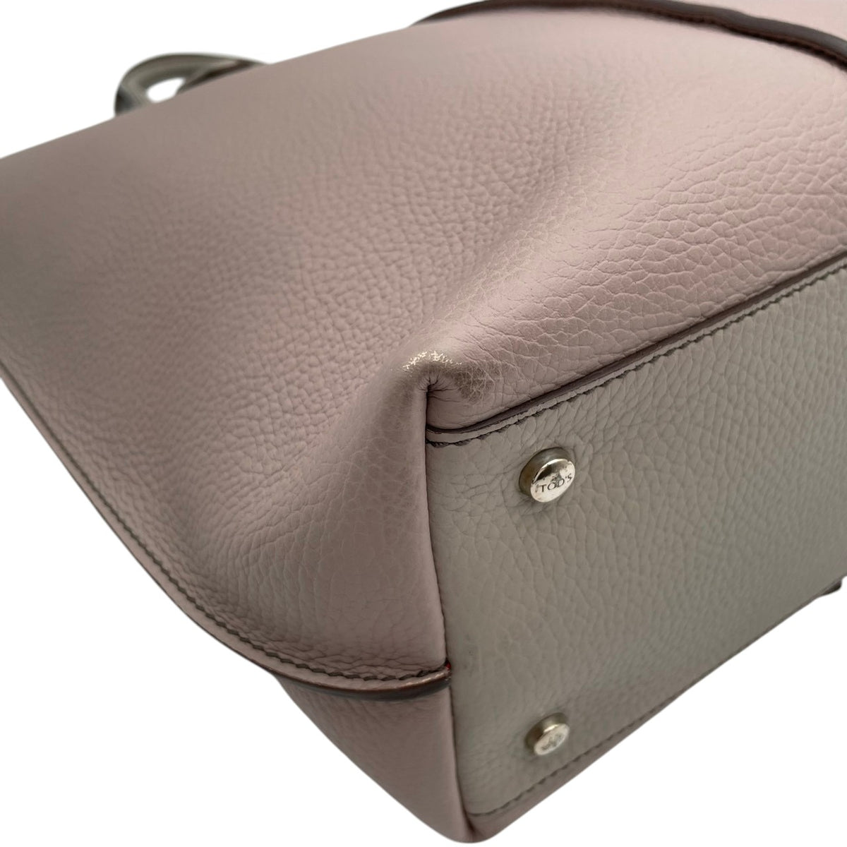 良品 TOD'S トッズ JOY ジョイ トートバッグ ピンクグレー レザー シボ革 ロゴ 型押し 肩掛け ハンドバッグ レディース 大容量 A4収納 通勤 ビジネス ショッピングバッグ シンプル 上品 デイリー S22