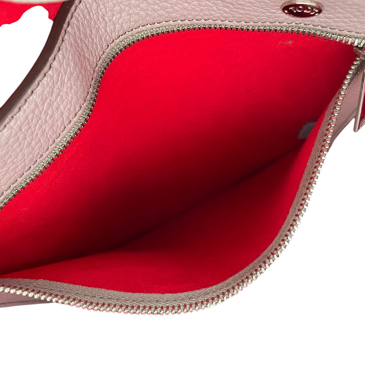 良品 TOD'S トッズ JOY ジョイ トートバッグ ピンクグレー レザー シボ革 ロゴ 型押し 肩掛け ハンドバッグ レディース 大容量 A4収納 通勤 ビジネス ショッピングバッグ シンプル 上品 デイリー S22