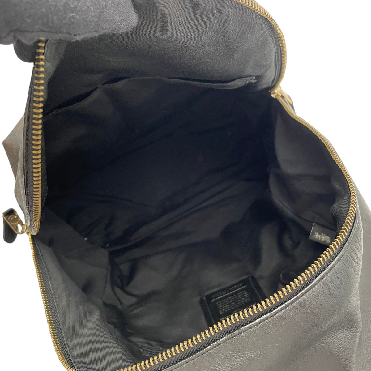 良品 COACH コーチ F58314 チャーリー バックパック シグネチャー リュック デイパック ブラウン ブラック PVC コーティングキャンバス レザー ゴールド金具 ロゴ 総柄 ファスナー レディース 通勤 通学 S22