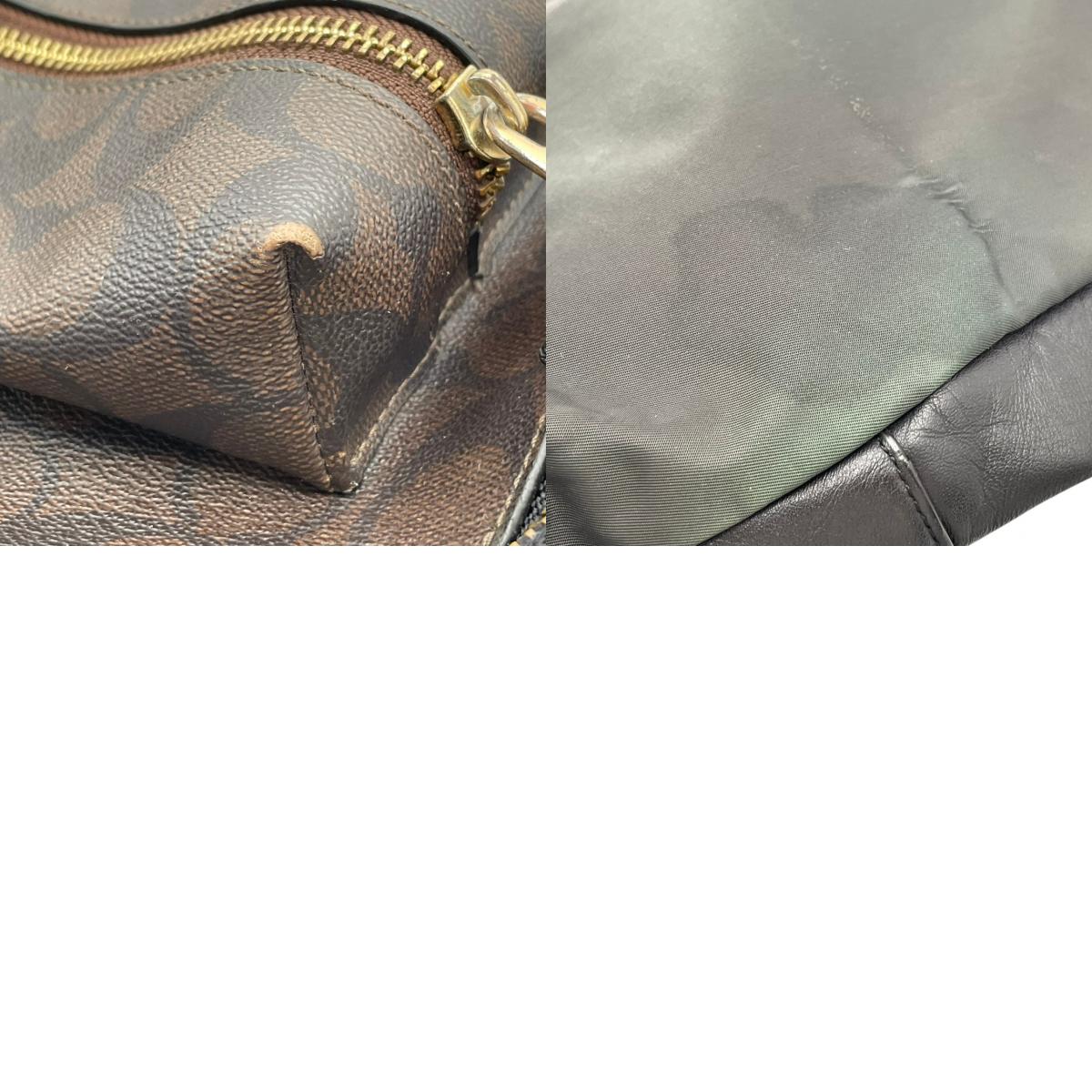 良品 COACH コーチ F58314 チャーリー バックパック シグネチャー リュック デイパック ブラウン ブラック PVC コーティングキャンバス レザー ゴールド金具 ロゴ 総柄 ファスナー レディース 通勤 通学 S22
