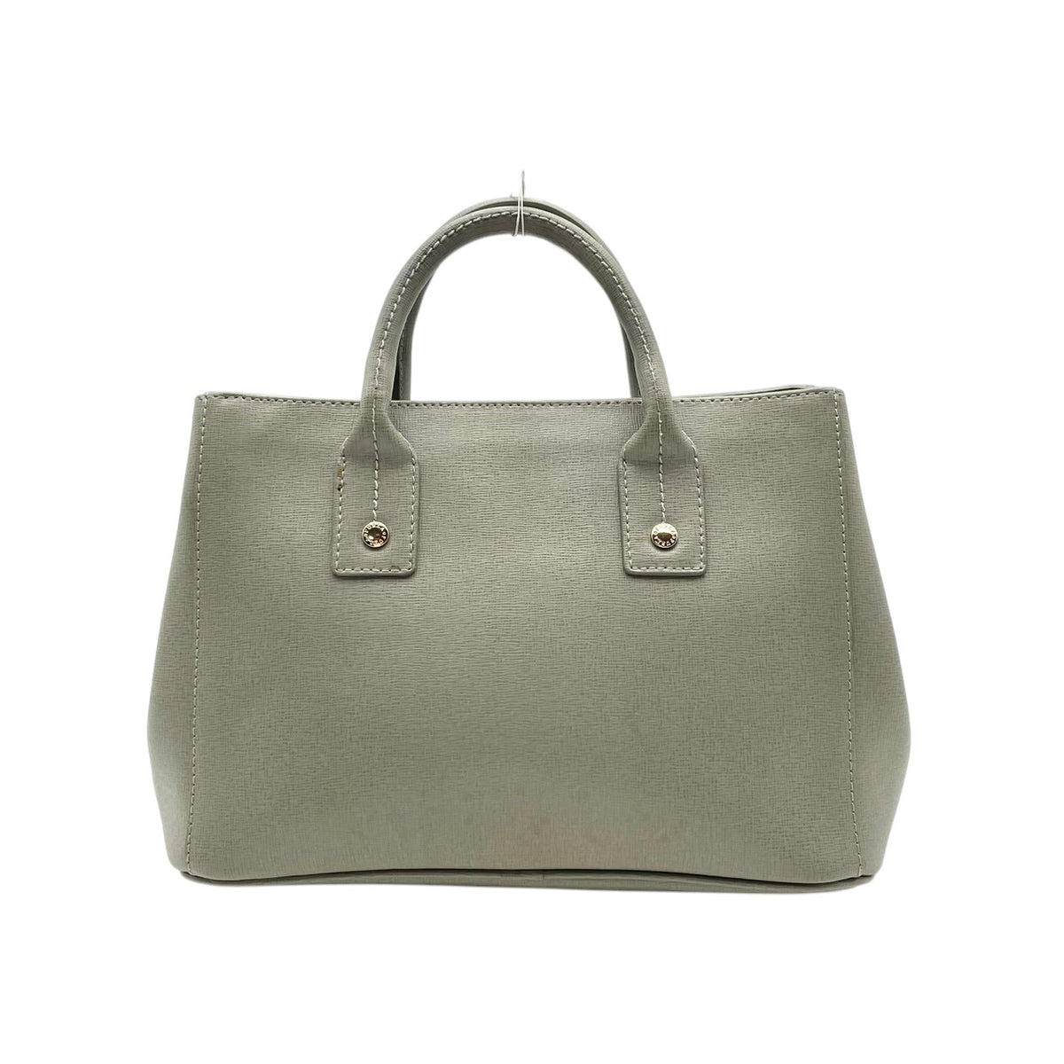 美品 FURLA フルラ LINDA リンダ 2way ハンドバッグ ショルダーバッグ グリーングレー レザー ゴールド金具 ロゴチャーム ミニトート 斜め掛け クロスボディ サイドスナップ レディース S22
