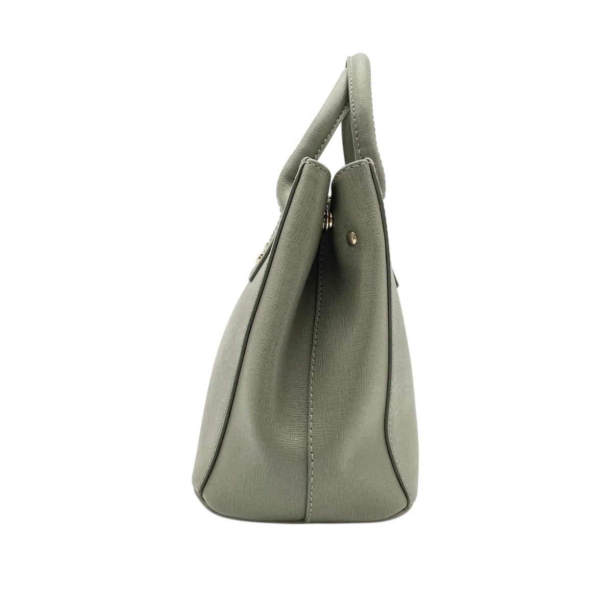美品 FURLA フルラ LINDA リンダ 2way ハンドバッグ ショルダーバッグ グリーングレー レザー ゴールド金具 ロゴチャーム ミニトート 斜め掛け クロスボディ サイドスナップ レディース S22
