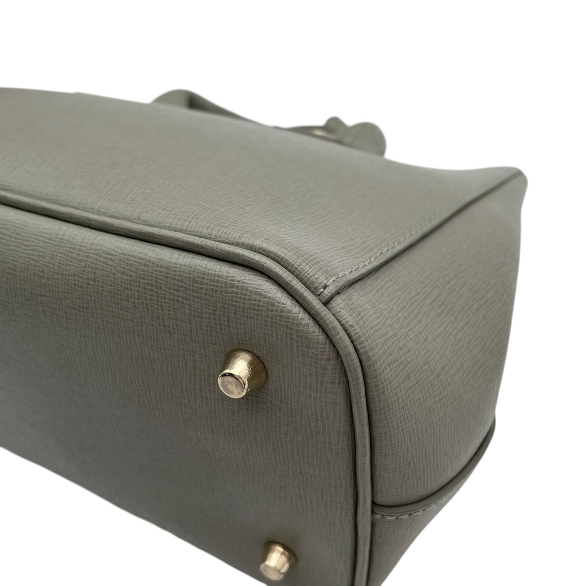 美品 FURLA フルラ LINDA リンダ 2way ハンドバッグ ショルダーバッグ グリーングレー レザー ゴールド金具 ロゴチャーム ミニトート 斜め掛け クロスボディ サイドスナップ レディース S22