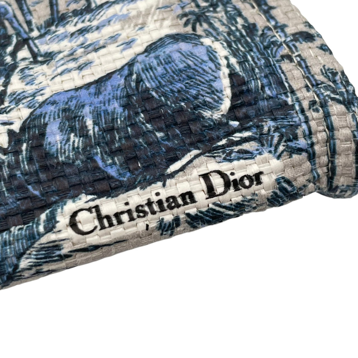 美品 Christian Dior クリスチャンディオール Around the World トートバッグ ノベルティ 非売品 プラチナ会員 バースデーギフト ライトブルー トワルドゥジュイ 地図 アニマル 総柄 肩掛け ペーパーストロー レディース S22