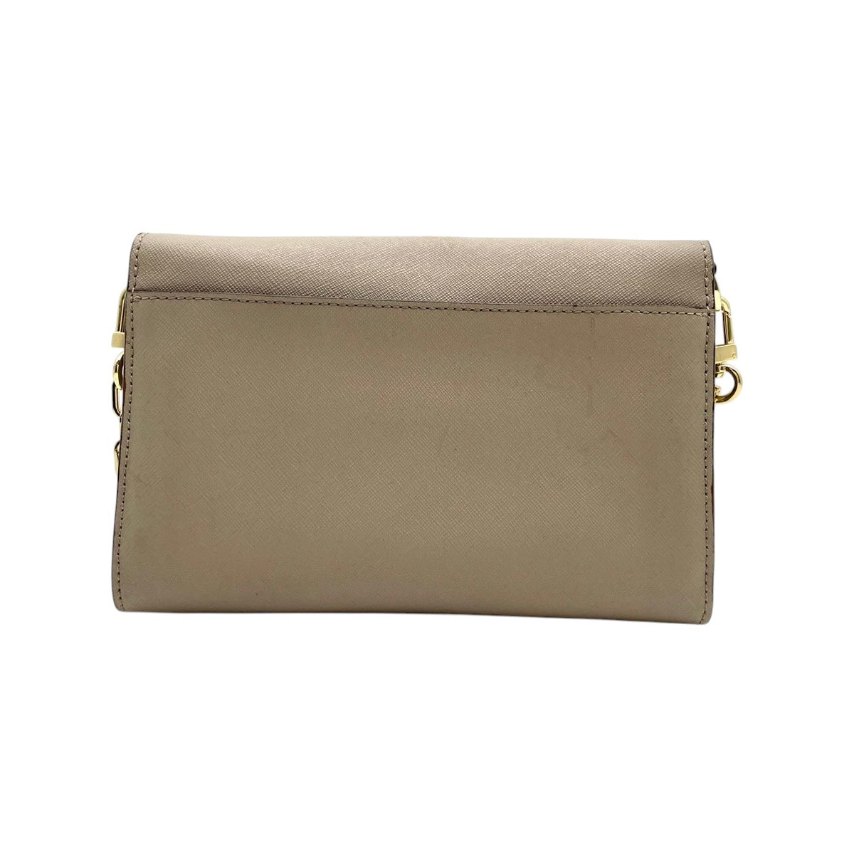 良品 TORY BURCH トリーバーチ Robinson ロビンソン チェーンウォレット ショルダーバッグ グレージュ サフィアーノレザー ゴールド金具 チェーンショルダー 斜め掛け 長財布 ロゴ フラップ お財布 レディース S22