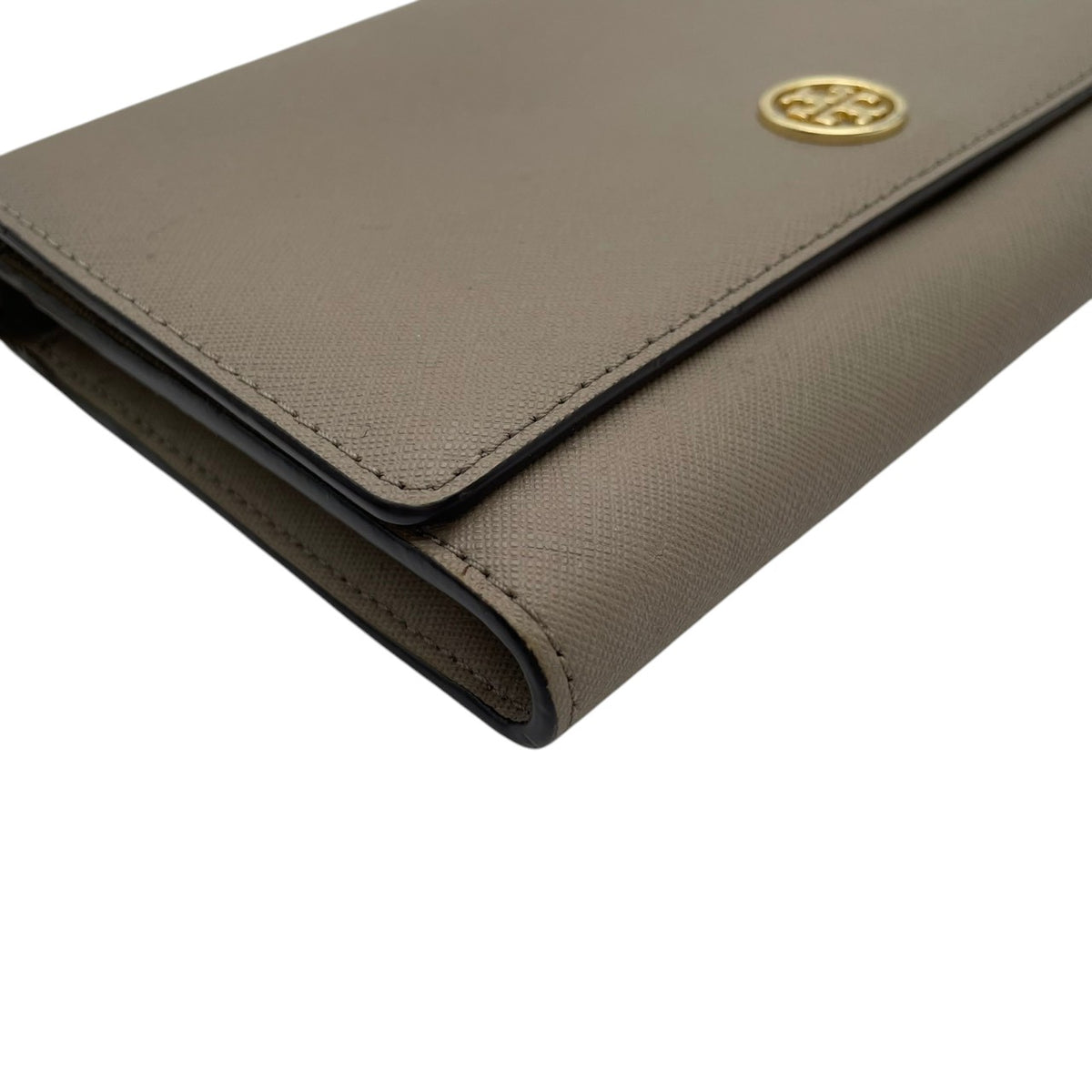 良品 TORY BURCH トリーバーチ Robinson ロビンソン チェーンウォレット ショルダーバッグ グレージュ サフィアーノレザー ゴールド金具 チェーンショルダー 斜め掛け 長財布 ロゴ フラップ お財布 レディース S22