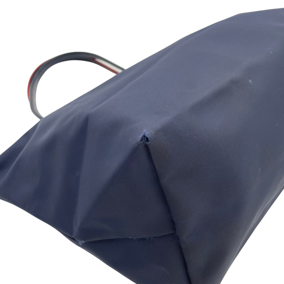 良品 LONGCHAMP ロンシャン LE PLIAGE CLUB ル プリアージュ クラブ トートバッグ ネイビー ナイロン レザー レッド ホース刺繍 ロゴ 肩掛け ロングハンドル ファスナー 折りたたみ レディース S10