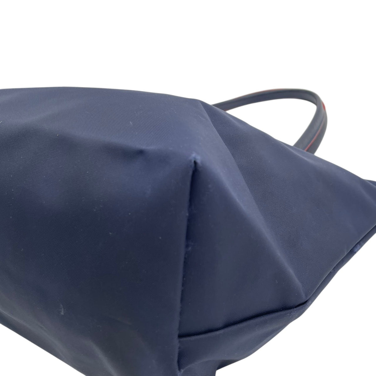 良品 LONGCHAMP ロンシャン LE PLIAGE CLUB ル プリアージュ クラブ トートバッグ ネイビー ナイロン レザー レッド ホース刺繍 ロゴ 肩掛け ロングハンドル ファスナー 折りたたみ レディース S10