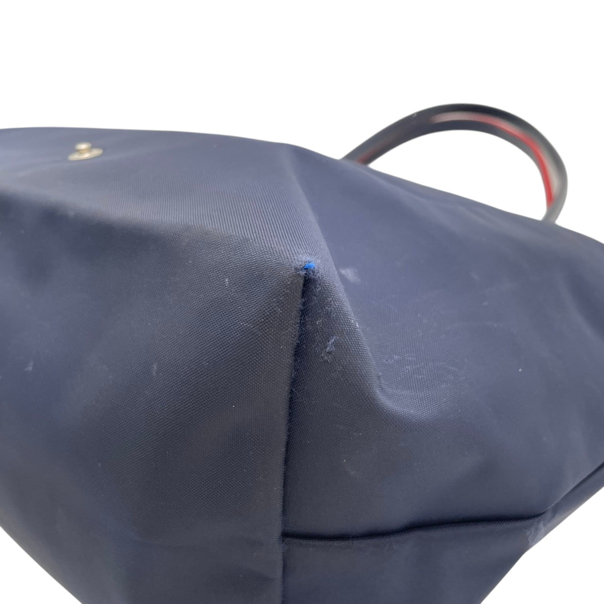 良品 LONGCHAMP ロンシャン LE PLIAGE CLUB ル プリアージュ クラブ トートバッグ ネイビー ナイロン レザー レッド ホース刺繍 ロゴ 肩掛け ロングハンドル ファスナー 折りたたみ レディース S10