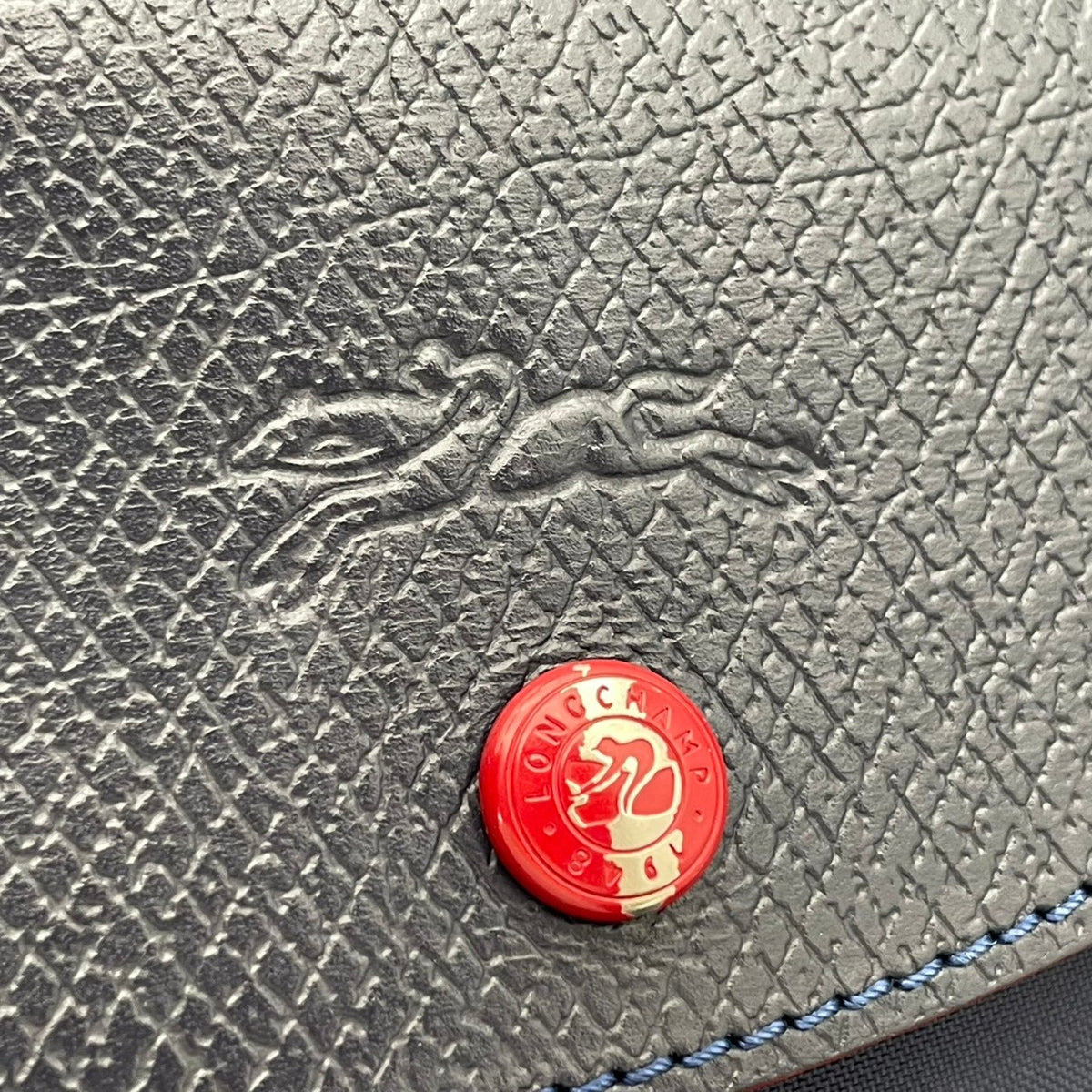 良品 LONGCHAMP ロンシャン LE PLIAGE CLUB ル プリアージュ クラブ トートバッグ ネイビー ナイロン レザー レッド ホース刺繍 ロゴ 肩掛け ロングハンドル ファスナー 折りたたみ レディース S10
