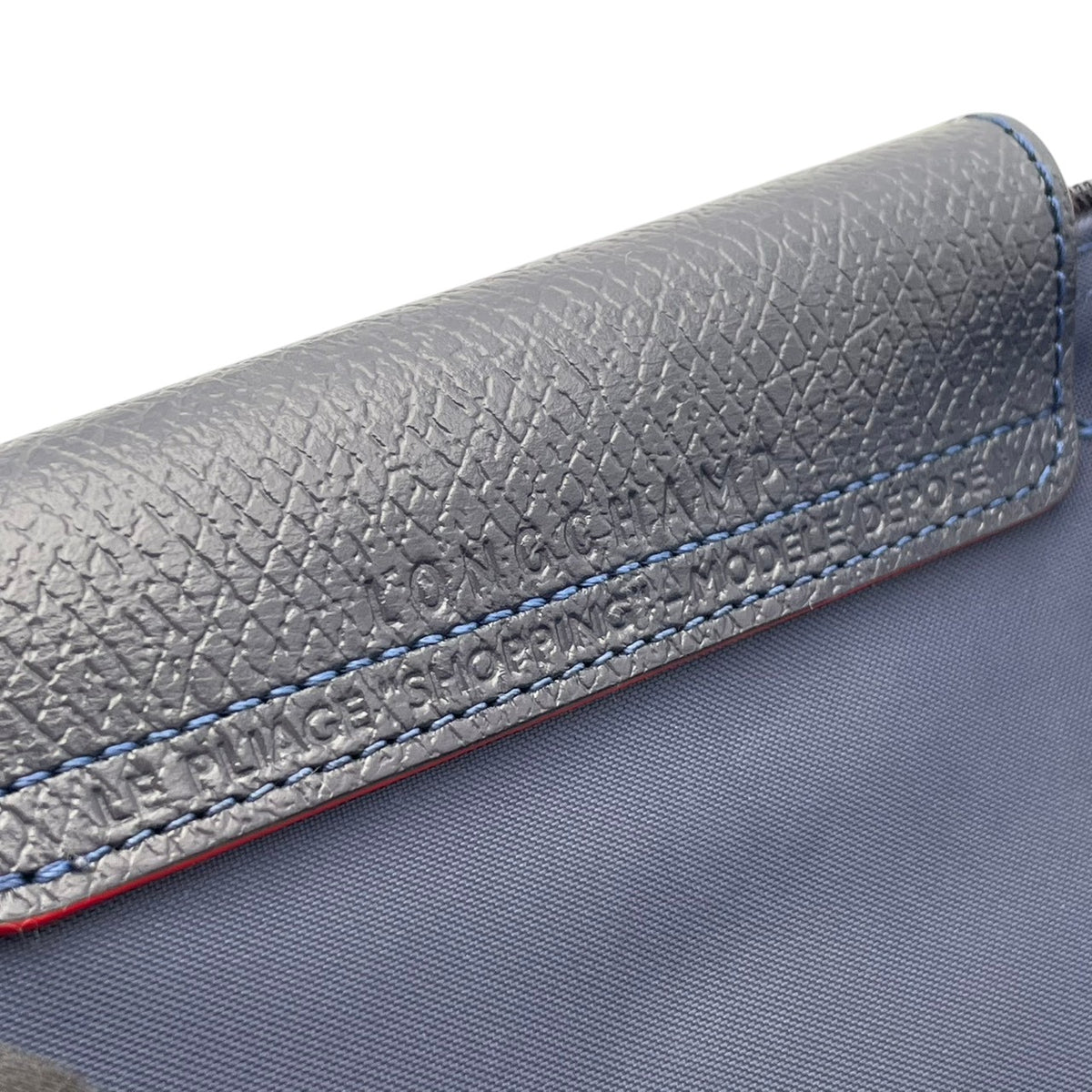 良品 LONGCHAMP ロンシャン LE PLIAGE CLUB ル プリアージュ クラブ トートバッグ ネイビー ナイロン レザー レッド ホース刺繍 ロゴ 肩掛け ロングハンドル ファスナー 折りたたみ レディース S10