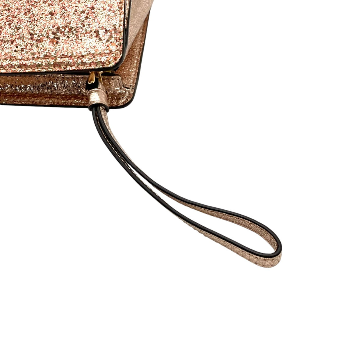 美品 COACH コーチ Flap Clutch フラップクラッチ クラッチバッグ ポーチ ピンクゴールド メタリック レザー グリッター ラメ ホース＆キャリッジ ロゴ ゴールド金具 リストレット ミニバッグ レディース S10
