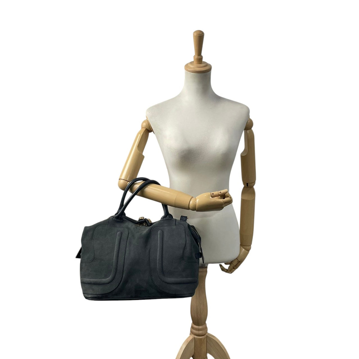 良品 SEE BY CHLOE シーバイクロエ KAY ケイ 2way ミニボストンバッグ ネイビー レザー ゴールド金具 ハンドバッグ ショルダーバッグ 斜め掛け ファスナー ロゴ 03-16-85-65 レディース S60 調節可