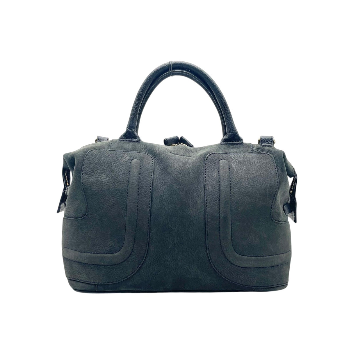 良品 SEE BY CHLOE シーバイクロエ KAY ケイ 2way ミニボストンバッグ ネイビー レザー ゴールド金具 ハンドバッグ ショルダーバッグ 斜め掛け ファスナー ロゴ 03-16-85-65 レディース S60 調節可