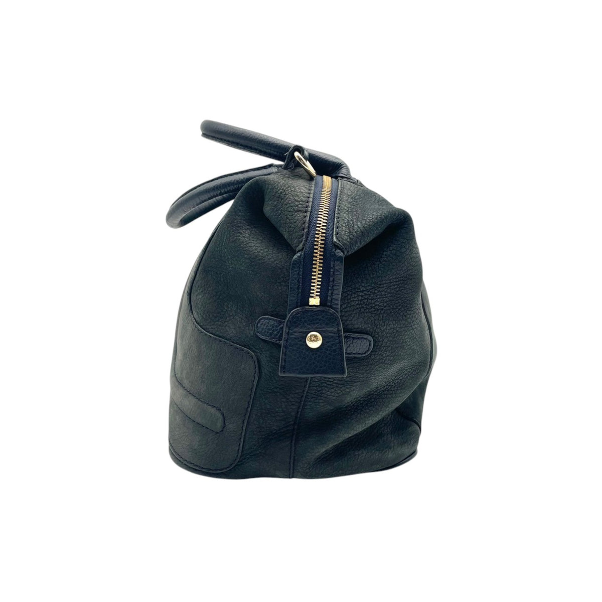 良品 SEE BY CHLOE シーバイクロエ KAY ケイ 2way ミニボストンバッグ ネイビー レザー ゴールド金具 ハンドバッグ ショルダーバッグ 斜め掛け ファスナー ロゴ 03-16-85-65 レディース S60 調節可