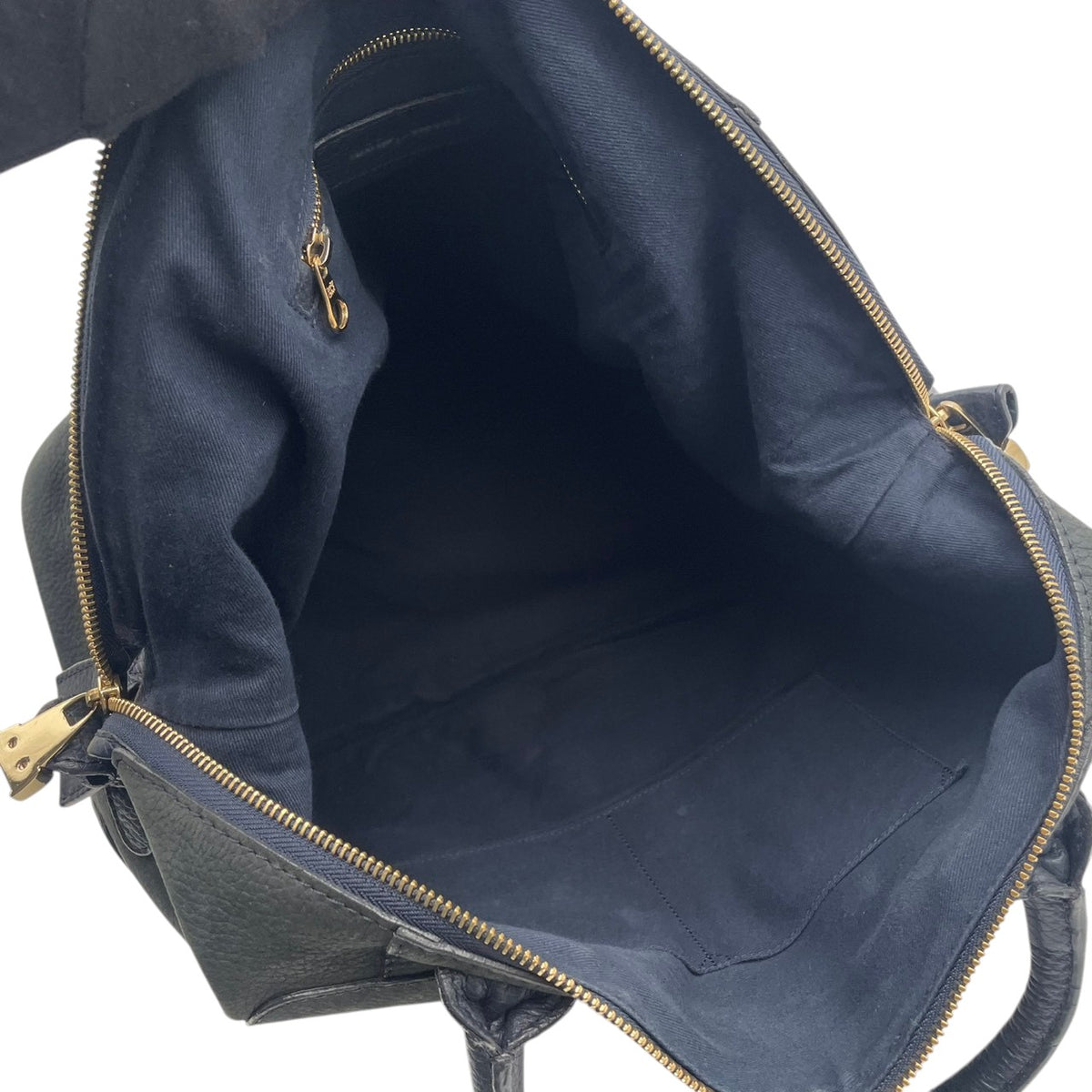 良品 SEE BY CHLOE シーバイクロエ KAY ケイ 2way ミニボストンバッグ ネイビー レザー ゴールド金具 ハンドバッグ ショルダーバッグ 斜め掛け ファスナー ロゴ 03-16-85-65 レディース S60 調節可