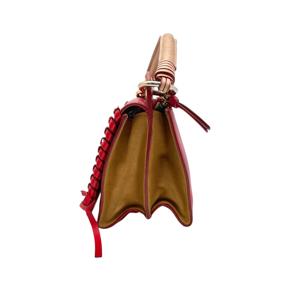 良品 SEE BY CHLOE シーバイクロエ TILDA チルダ ミニ クロスボディバッグ ローズピンク レザー スエード ゴールド金具 2way ハンドバッグ ショルダーバッグ 斜め掛け 編み込み ロゴチャーム レディース S60