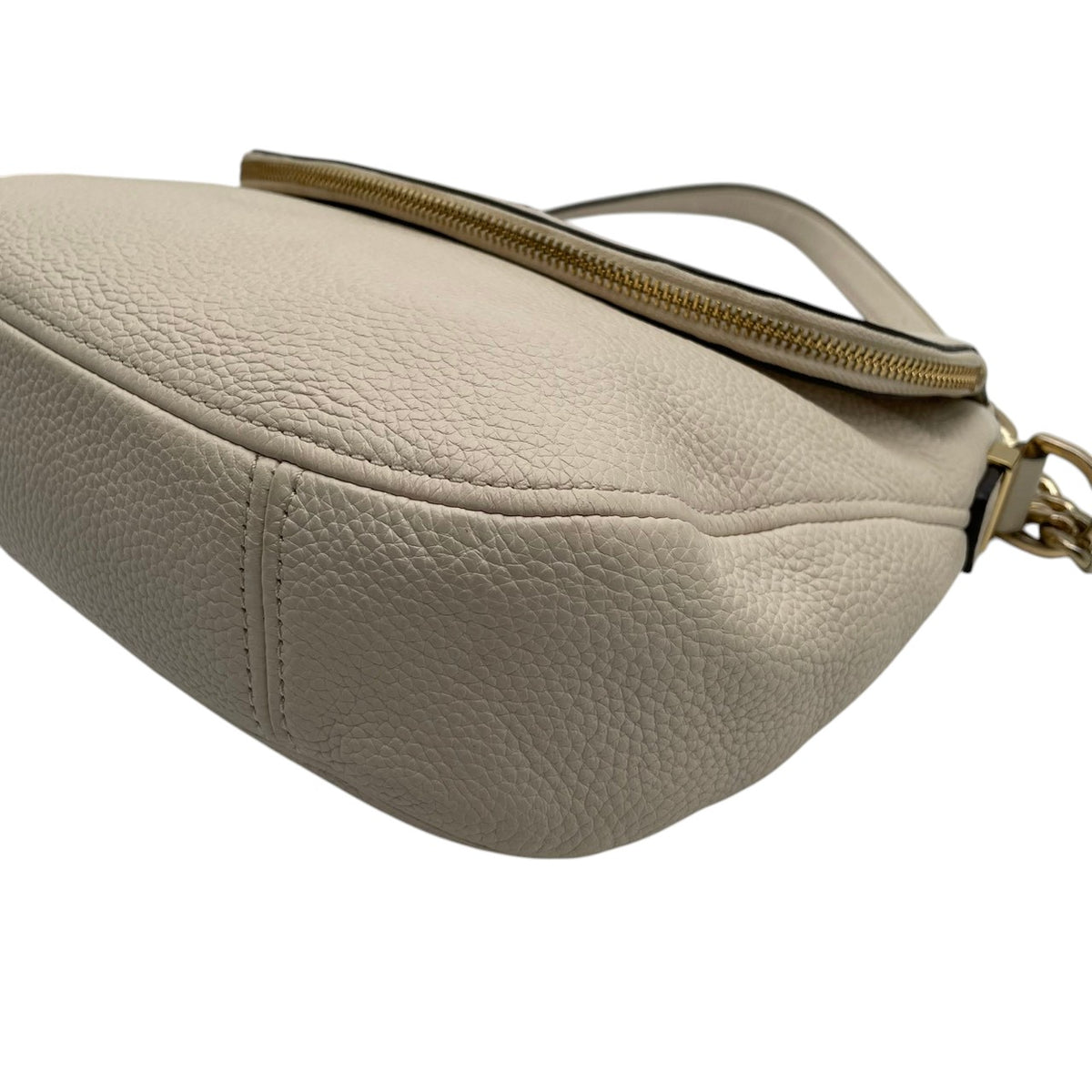 良品 MICHAEL KORS マイケルコース Bedford ベッドフォード 2way ショルダーバッグ アイボリー レザー ゴールド金具 チェーン ハンドバッグ 斜め掛け クロスボディ タッセルチャーム ロゴ フラップ レディース S60