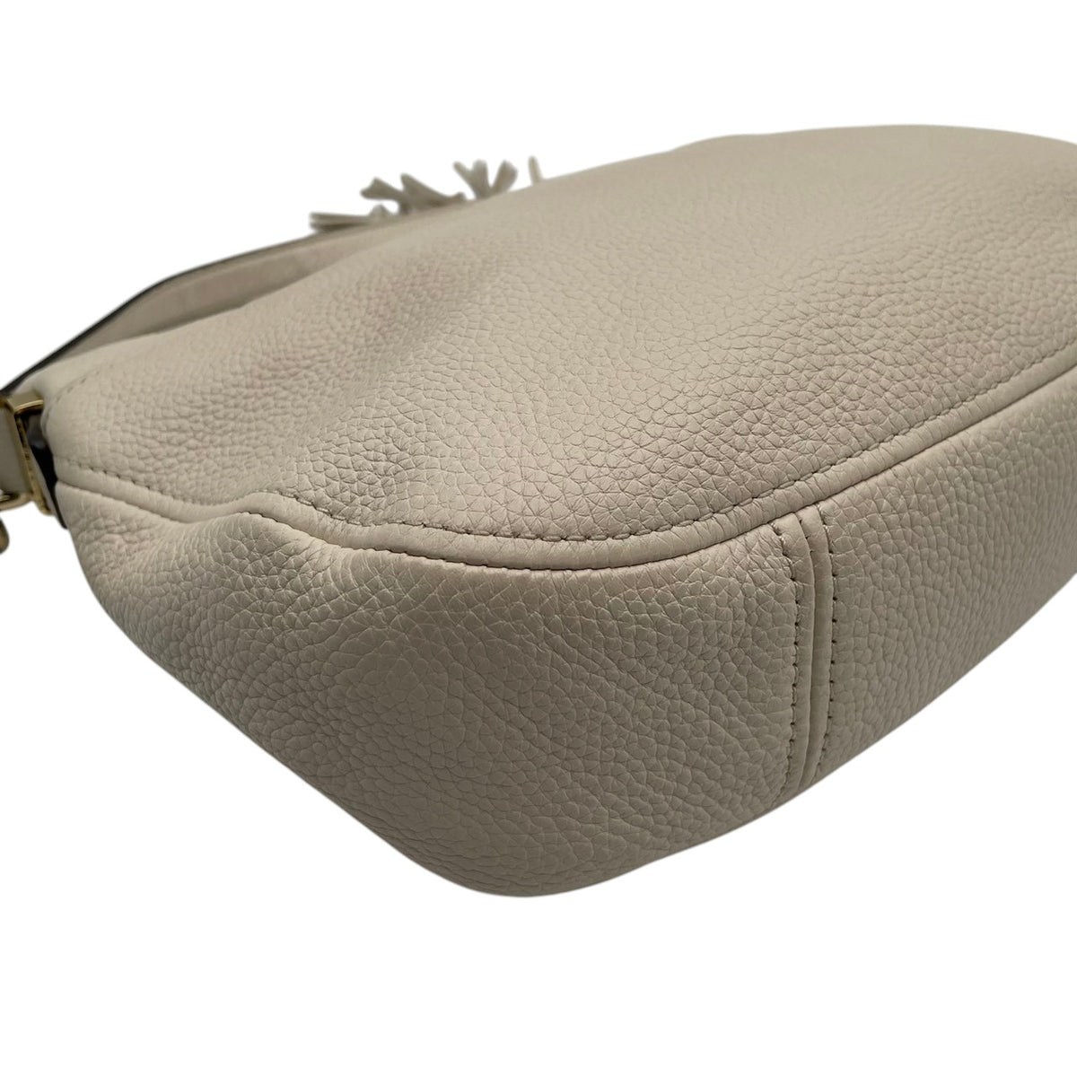 良品 MICHAEL KORS マイケルコース Bedford ベッドフォード 2way ショルダーバッグ アイボリー レザー ゴールド金具 チェーン ハンドバッグ 斜め掛け クロスボディ タッセルチャーム ロゴ フラップ レディース S60