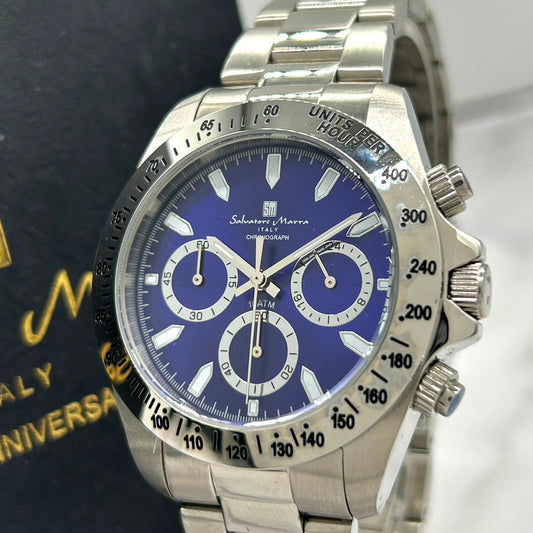 Authentic Salvatore Marra SM11139 Chronograph Watch Men Quartz Battery Replaced
