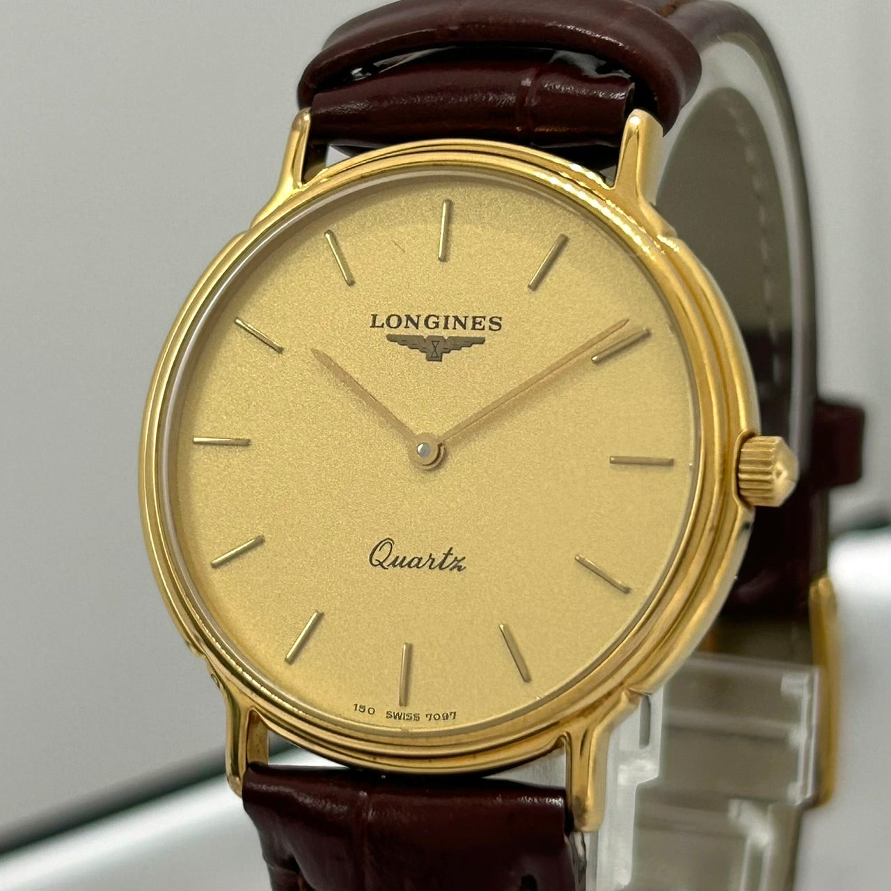 Authentic LONGINES La Grandes Classiques Ladies Watch Quartz Gold Dial New Belt