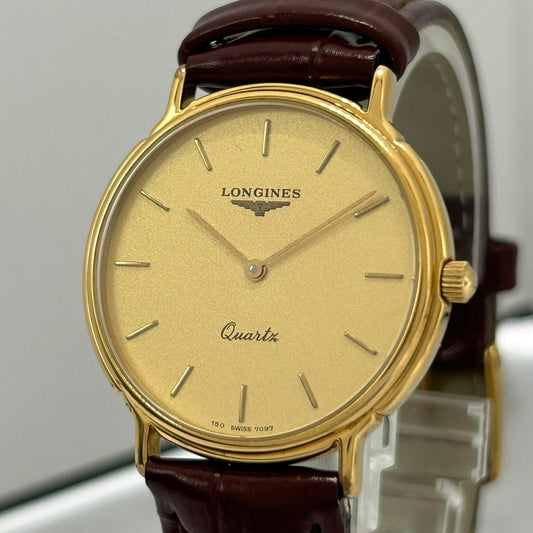 Authentic LONGINES La Grandes Classiques Ladies Watch Quartz Gold Dial New Belt