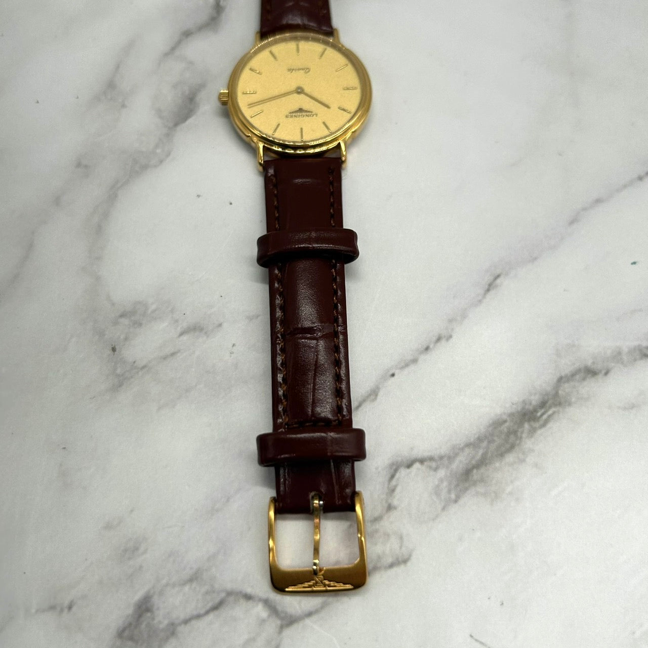Authentic LONGINES La Grandes Classiques Ladies Watch Quartz Gold Dial New Belt