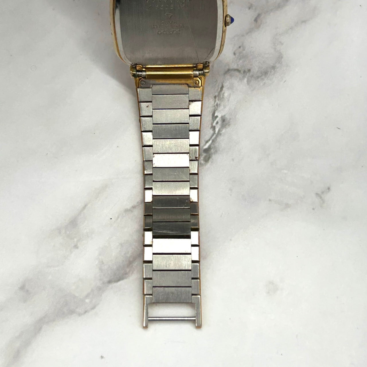 Authentic RADO 121.9029.2 Quartz Gold Dial Square Vintage Watch Unisex Classic