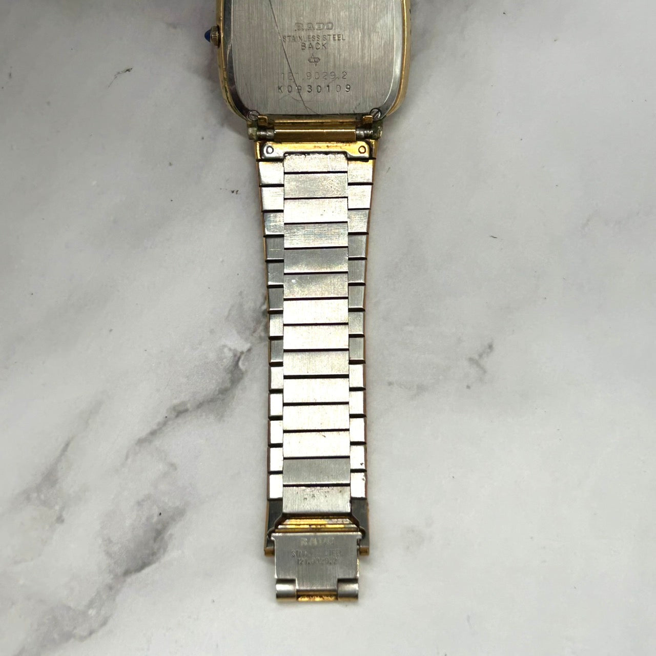 Authentic RADO 121.9029.2 Quartz Gold Dial Square Vintage Watch Unisex Classic