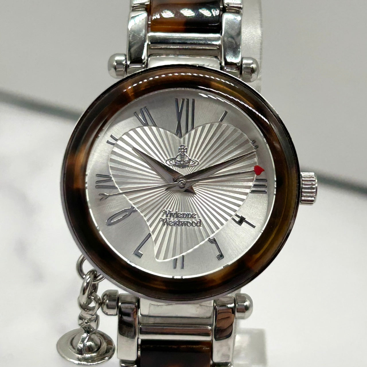 Authentic Vivienne Westwood VV006SLBRW1 Heart Dial Orb Charm Watch Ladies Quartz