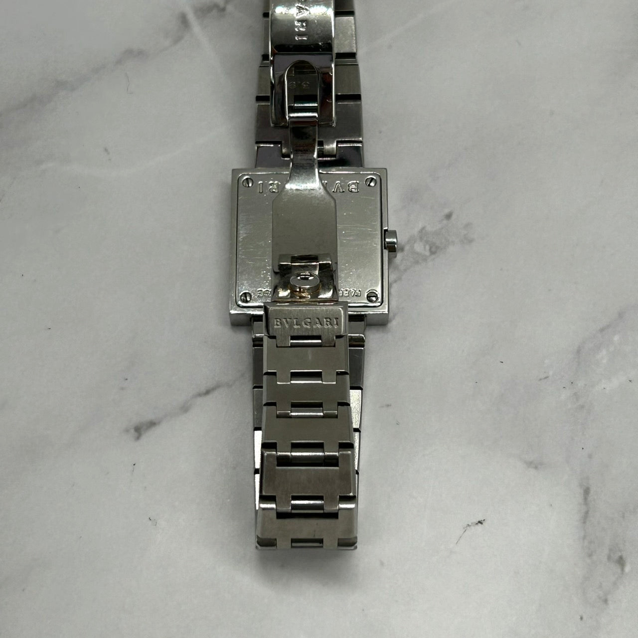 Authentic BVLGARI Quadrato SQ22SS Watch Black Dial Square Ladies Unisex Quartz