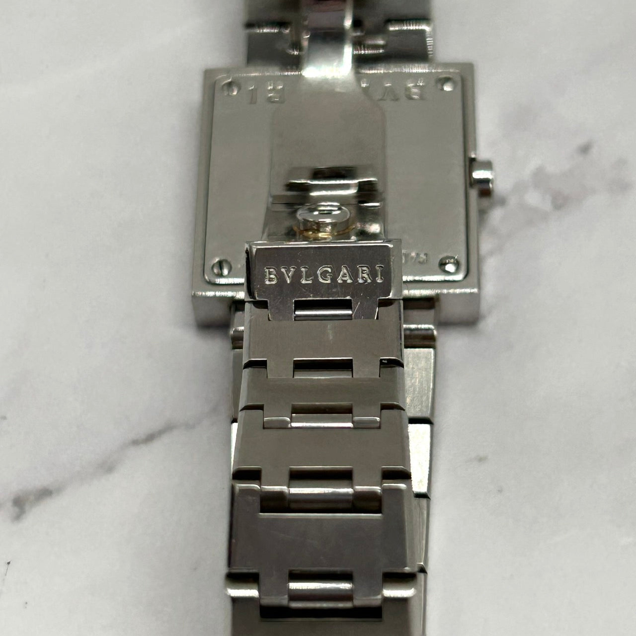 Authentic BVLGARI Quadrato SQ22SS Watch Black Dial Square Ladies Unisex Quartz