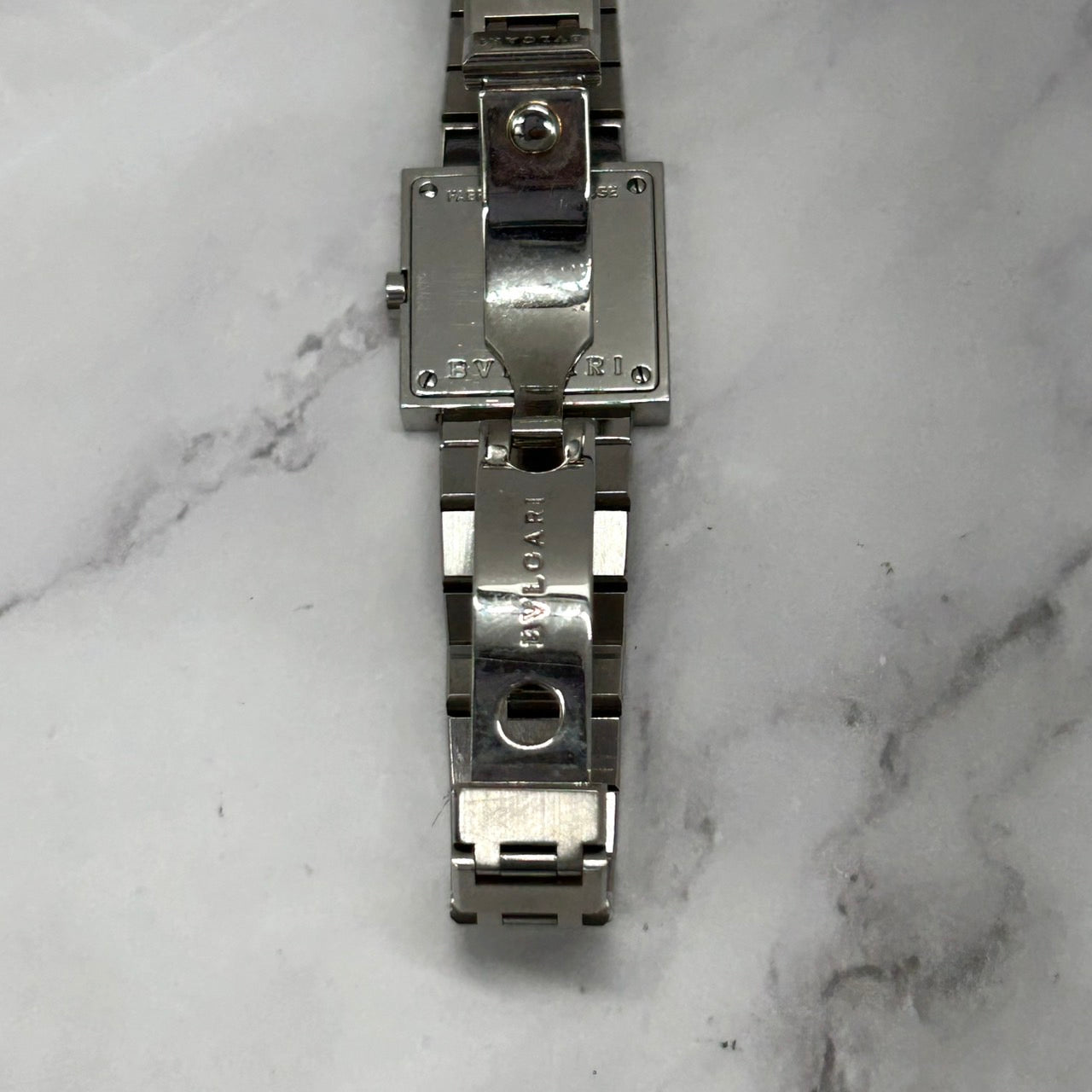 Authentic BVLGARI Quadrato SQ22SS Watch Black Dial Square Ladies Unisex Quartz