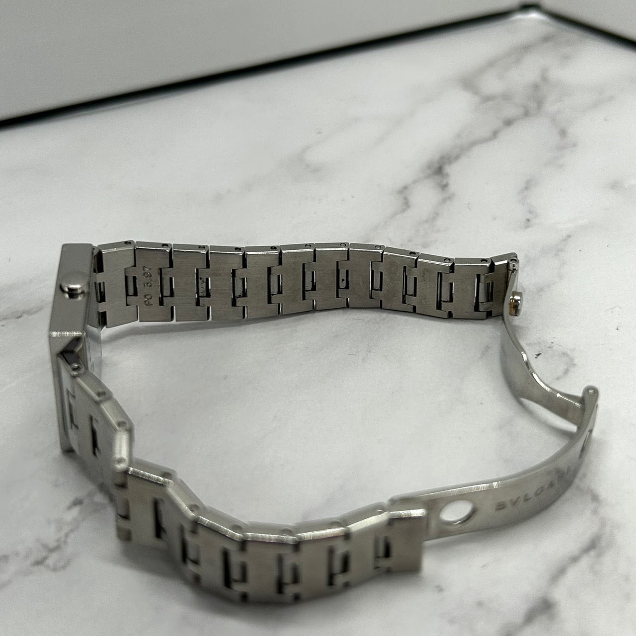 Authentic BVLGARI Quadrato SQ22SS Watch Black Dial Square Ladies Unisex Quartz