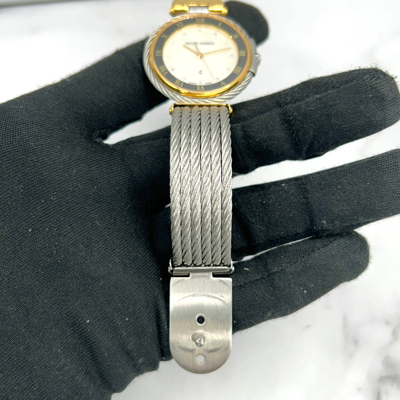 Authentic PHILIPPE CHARRIOL St-Tropez Watch Shell Dial Diamond Ladies Quartz