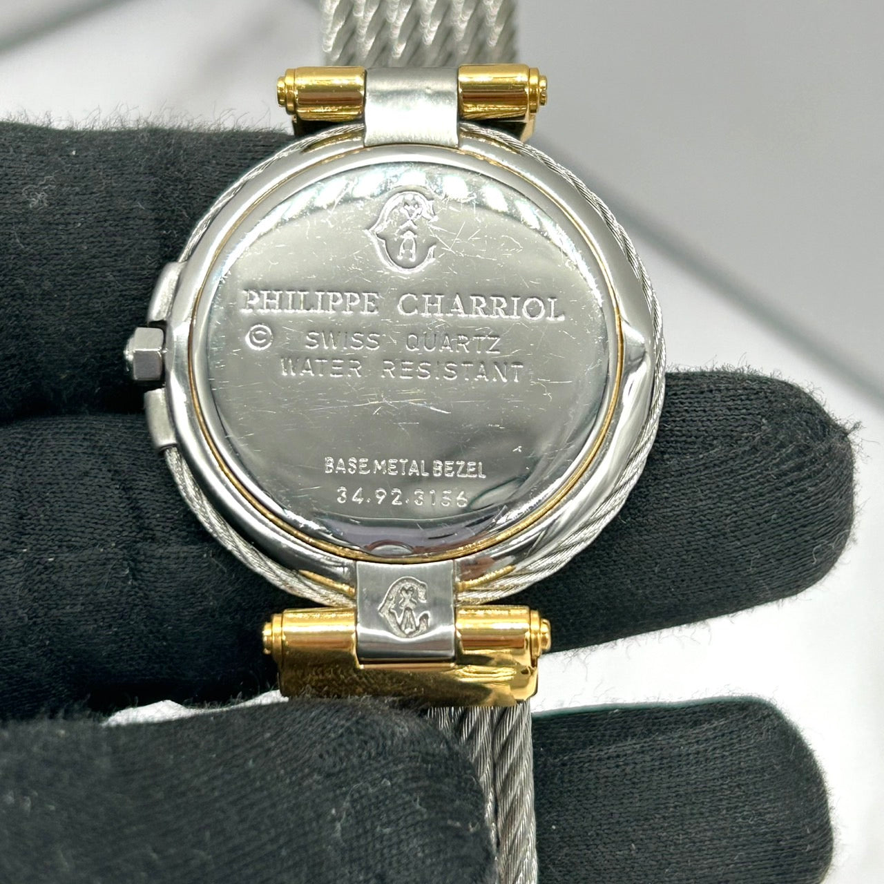 Authentic PHILIPPE CHARRIOL St-Tropez Watch Shell Dial Diamond Ladies Quartz