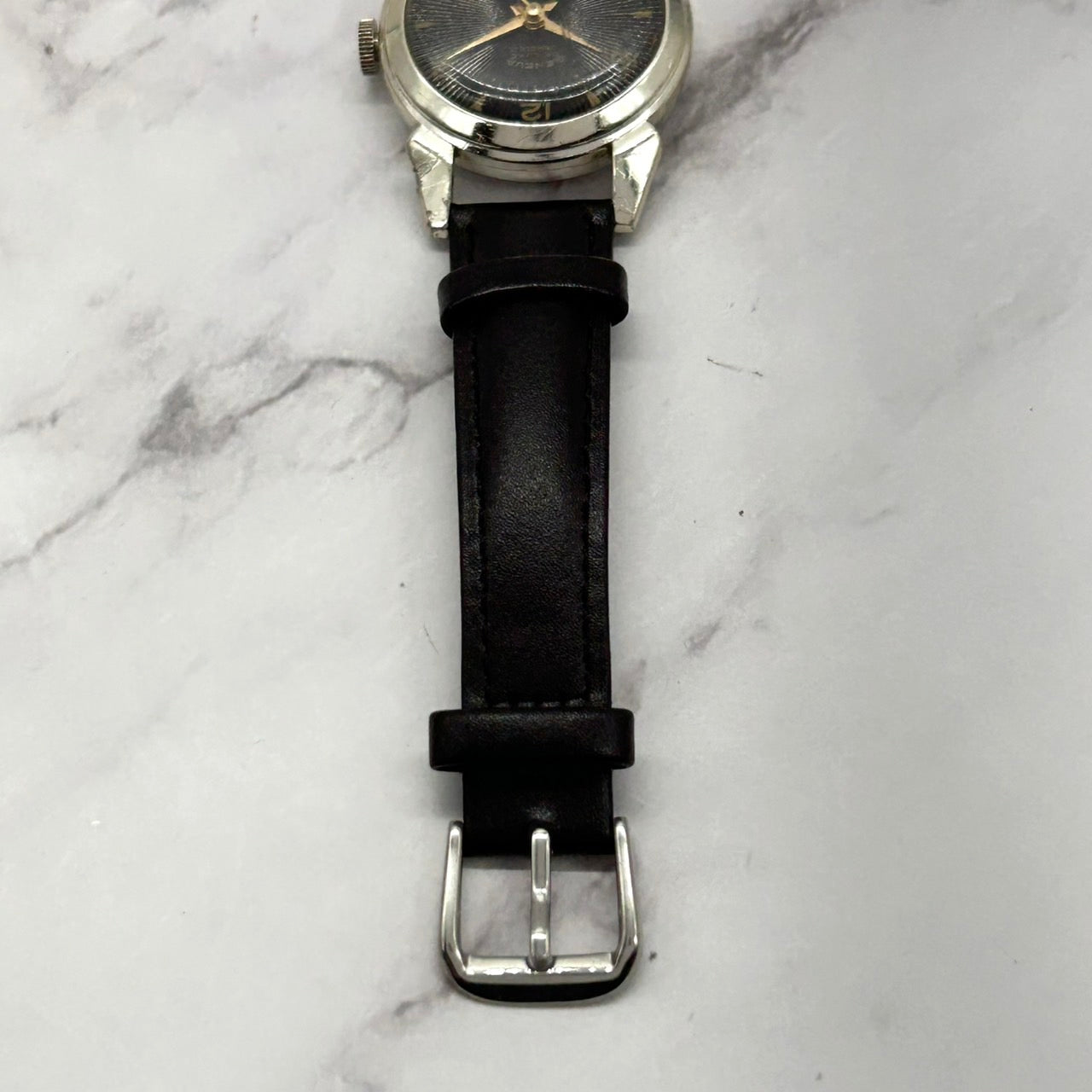 【稼働品】GENEVA DE LUXE JEWELED ジュネーブ 腕時計 メンズ 手巻き アナログ ヴィンテージ アンティーク クラシックウォッチ スイス製 ブラックダイヤル ANTIMAGNETIC 希少 レア クリーニング済み おしゃれ ファッション G5