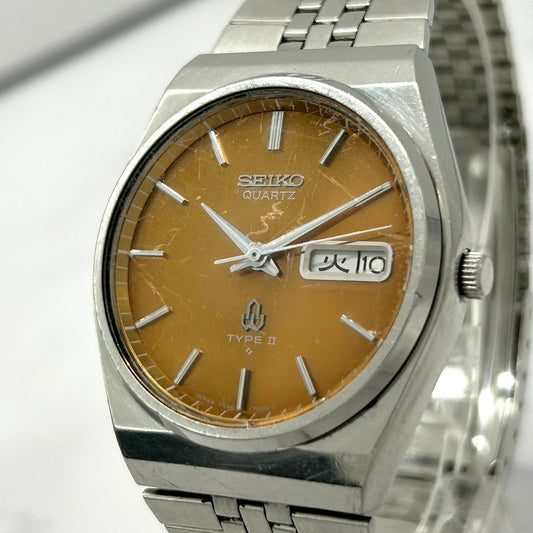 廃盤/激レア/稼働品 seiko セイコー タイプ2 7546-700C 腕時計 メンズ クオーツ ビンテージ 70年代 クラシック ドレスウォッチ アナログ デイデイト カレンダー ステンレス シルバー ヴィンテージ アンティーク SEIKO TYPE II VINTAGE WATCH i2