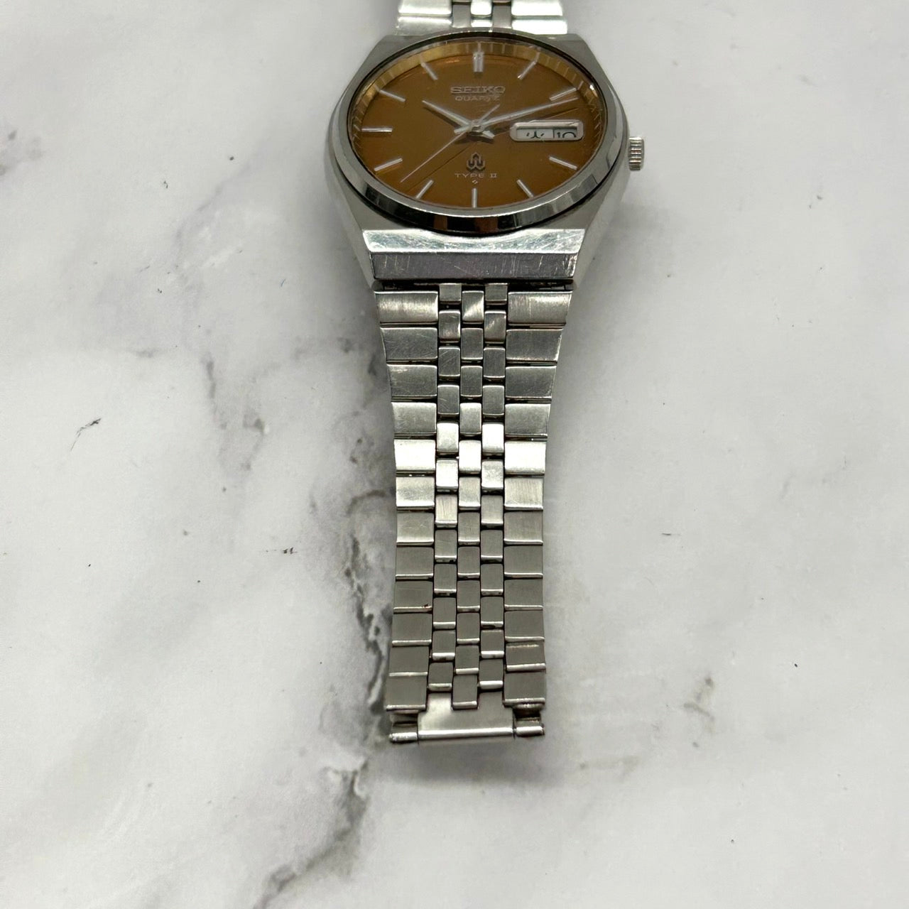 廃盤/激レア/稼働品 seiko セイコー タイプ2 7546-700C 腕時計 メンズ クオーツ ビンテージ 70年代 クラシック ドレスウォッチ アナログ デイデイト カレンダー ステンレス シルバー ヴィンテージ アンティーク SEIKO TYPE II VINTAGE WATCH i2