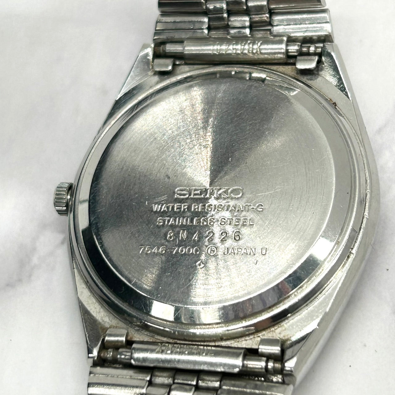 廃盤/激レア/稼働品 seiko セイコー タイプ2 7546-700C 腕時計 メンズ クオーツ ビンテージ 70年代 クラシック ドレスウォッチ アナログ デイデイト カレンダー ステンレス シルバー ヴィンテージ アンティーク SEIKO TYPE II VINTAGE WATCH i2