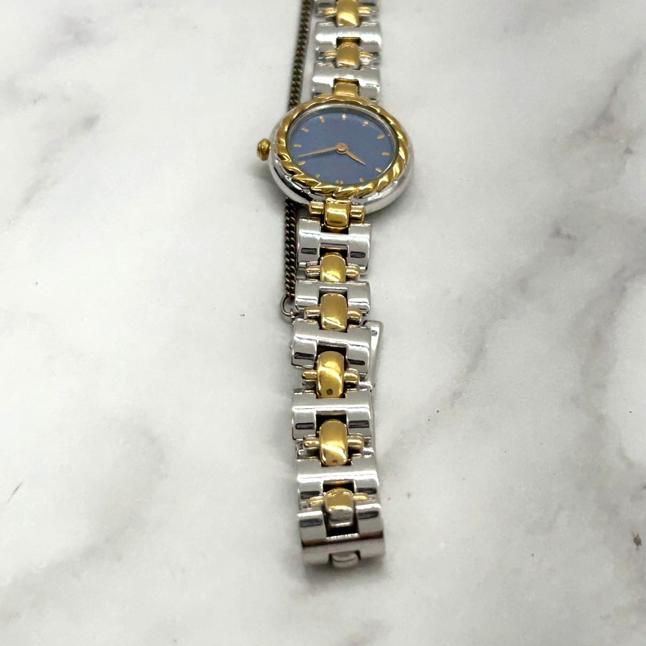 【美品／電池交換済】SEIKO TISSE セイコー ティセ レディース 腕時計 1F20-1A80 クオーツ ブルー文字盤 ゴールド シルバー コンビカラー ビンテージ クラシック エレガント ドレスウォッチ アナログ クリーニング済み i2