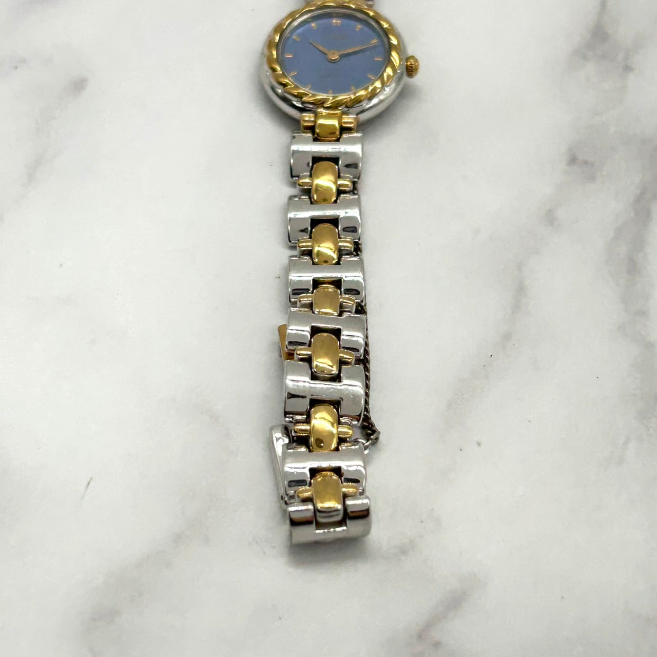 【美品／電池交換済】SEIKO TISSE セイコー ティセ レディース 腕時計 1F20-1A80 クオーツ ブルー文字盤 ゴールド シルバー コンビカラー ビンテージ クラシック エレガント ドレスウォッチ アナログ クリーニング済み i2