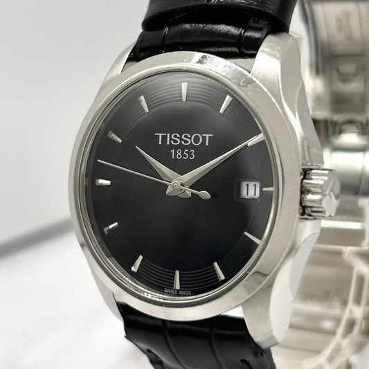 Authentic Tissot Couturier T035210A Unisex Watch Quartz Date Black Dial Leather